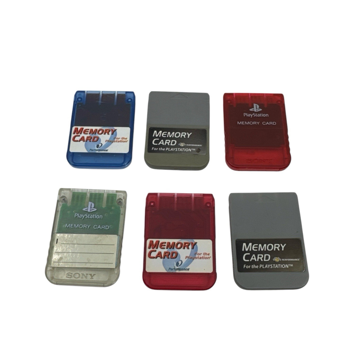 Sony (PlayStation 1) Memory Cards Lot of 6| Tested | 4 Performance & 2 Sony Card