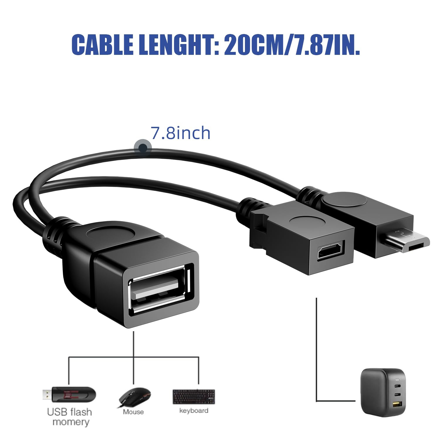 3-Pack Micro USB OTG Cable w/ Power for Fire TV Stick Android Host Adapter
