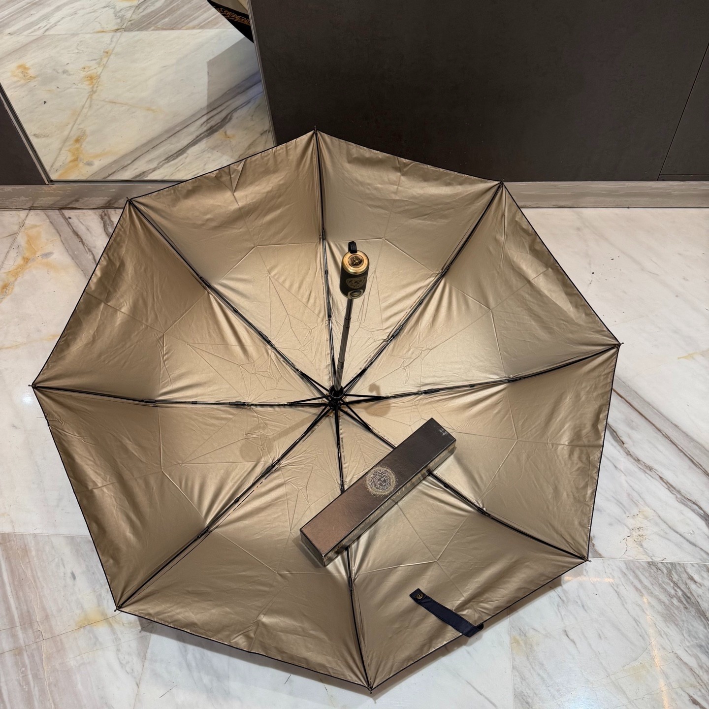 Versace Black Dot Medusa Umbrella Automatic 3-Fold Sun Rain Parasol