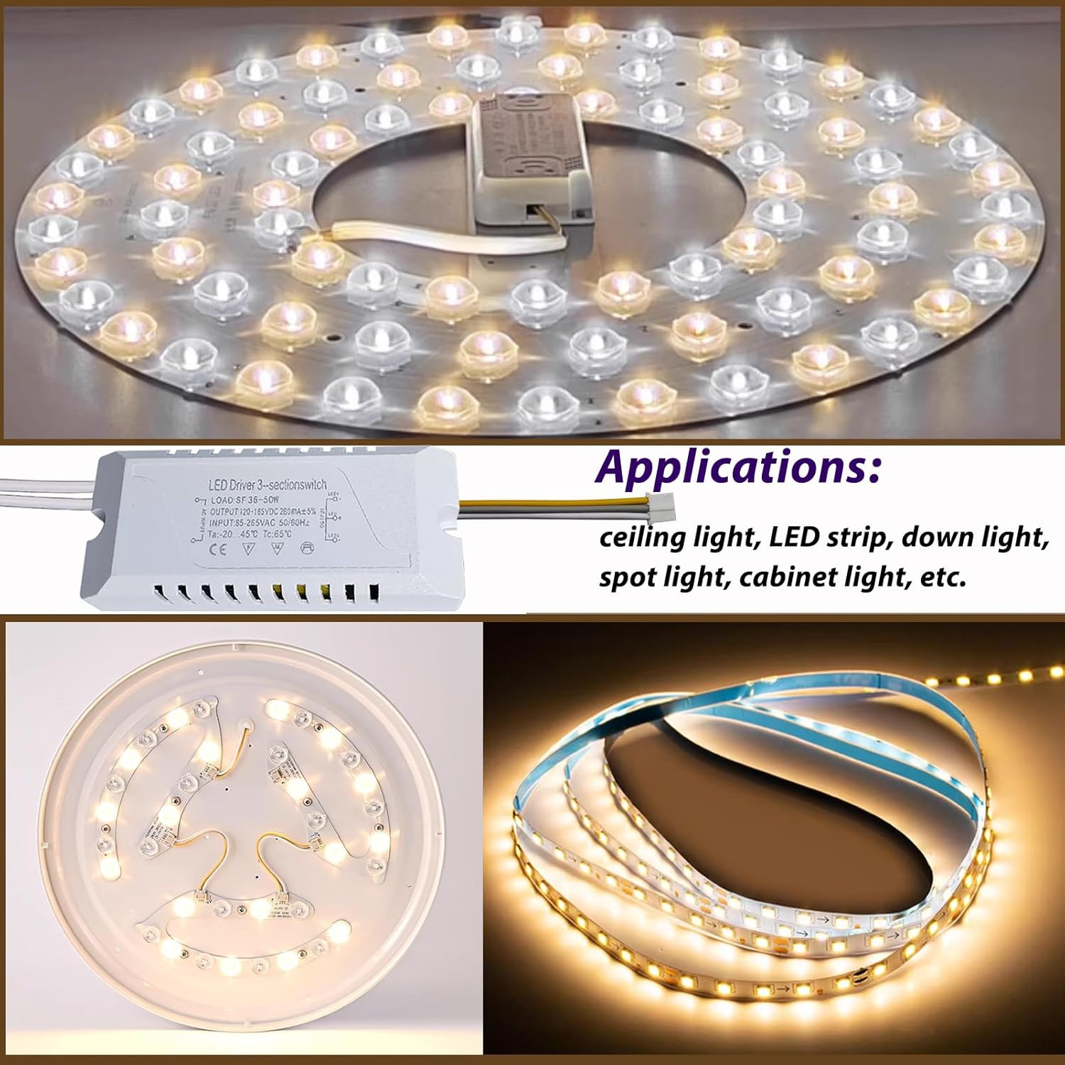 LED Driver 36-50W for Multi-Color Ceiling Strip Spot Light Module Panel, Repl...
