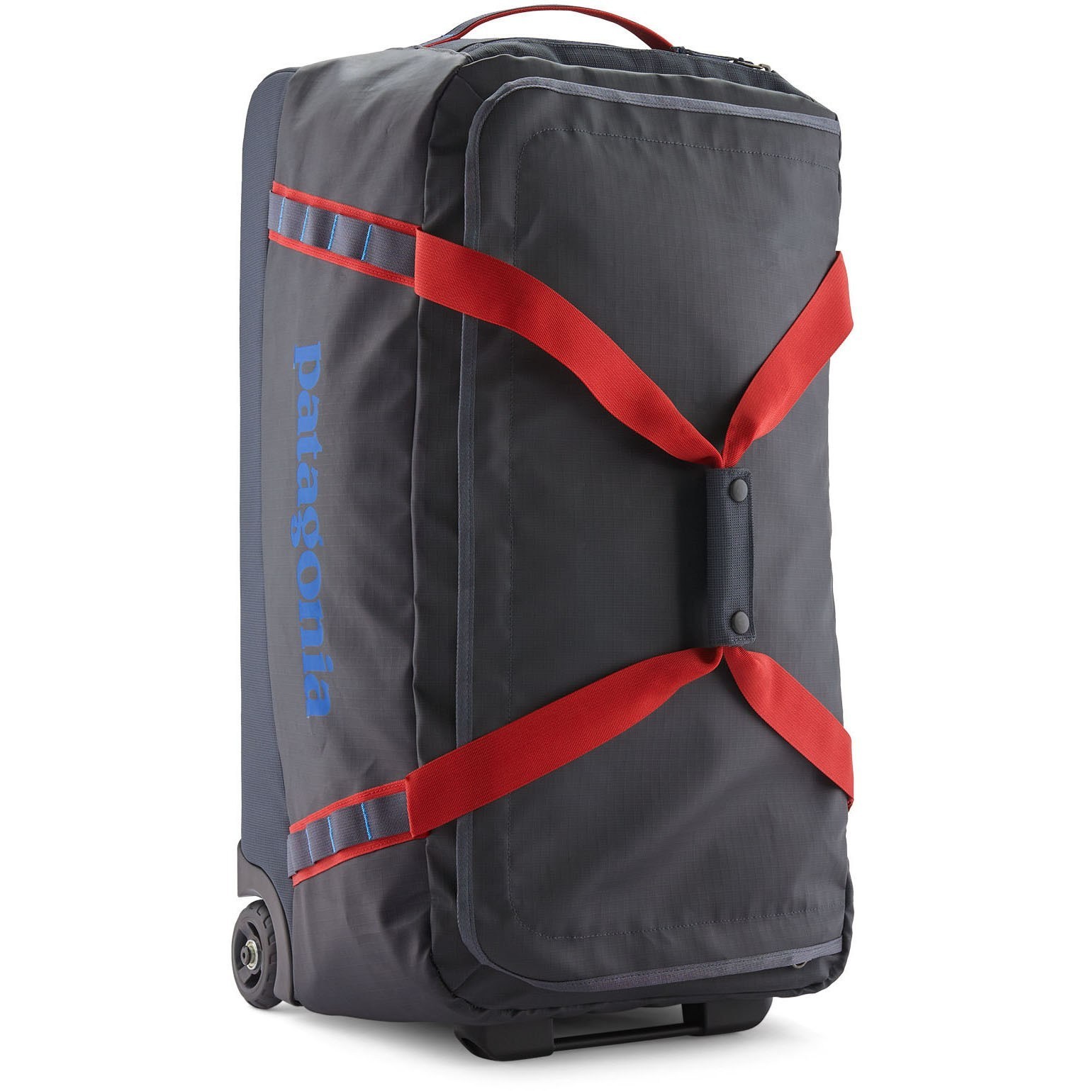 Patagonia Black Hole Wheeled Duffel 70 L, Smolder Blue w/Amanita Red