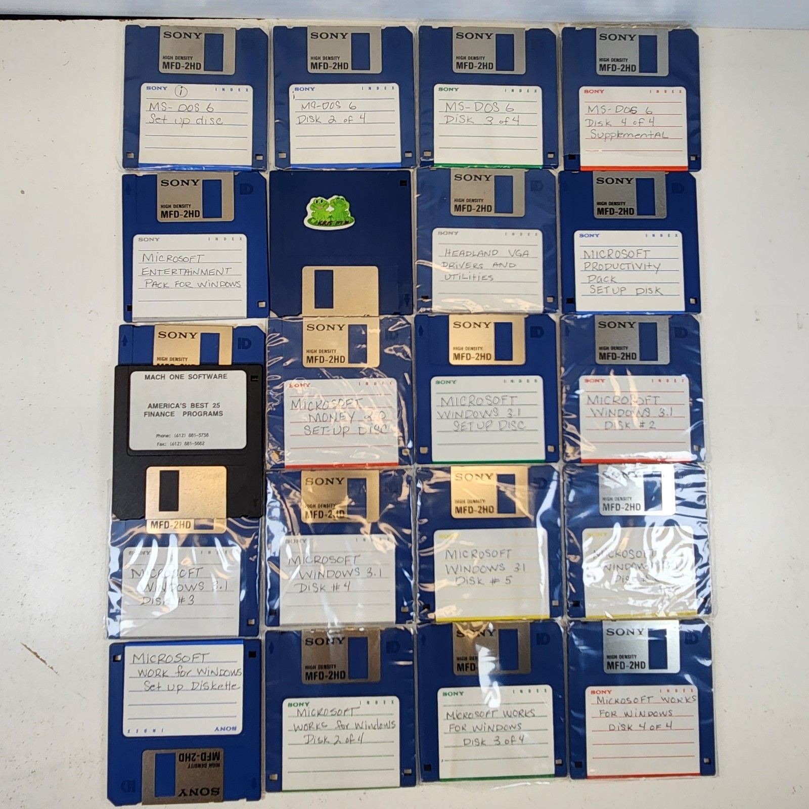 Vintage 3.5" Floppy Disk Software Lot MS-DOS Windows 3.1 Sony 2HD Retro PC