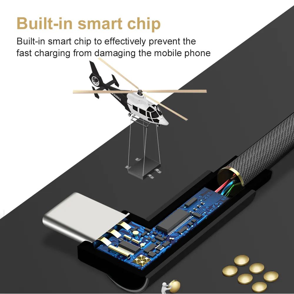 Type C 90 Degree Right Angle USB C 2.4A Fast Data Sync Charging Charger Cable