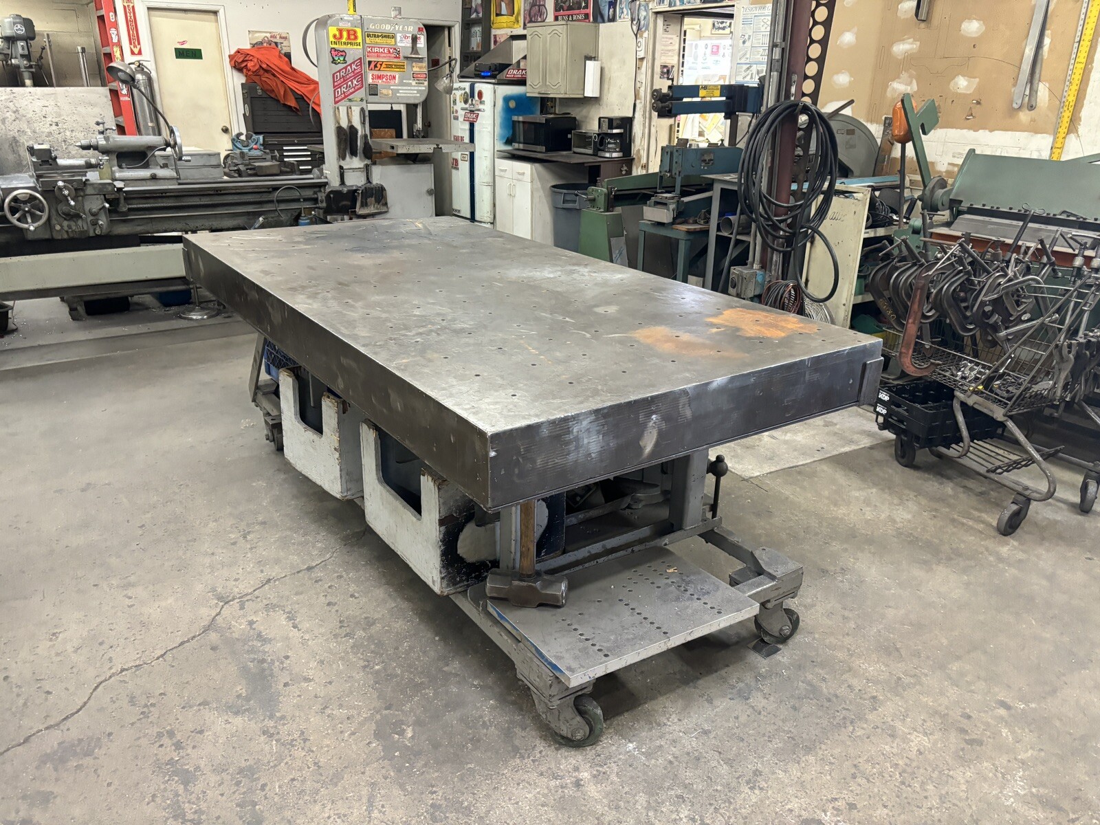 48” X96” X6” Cast Iron Surface Plate On Wheels 42” High. 4500 #