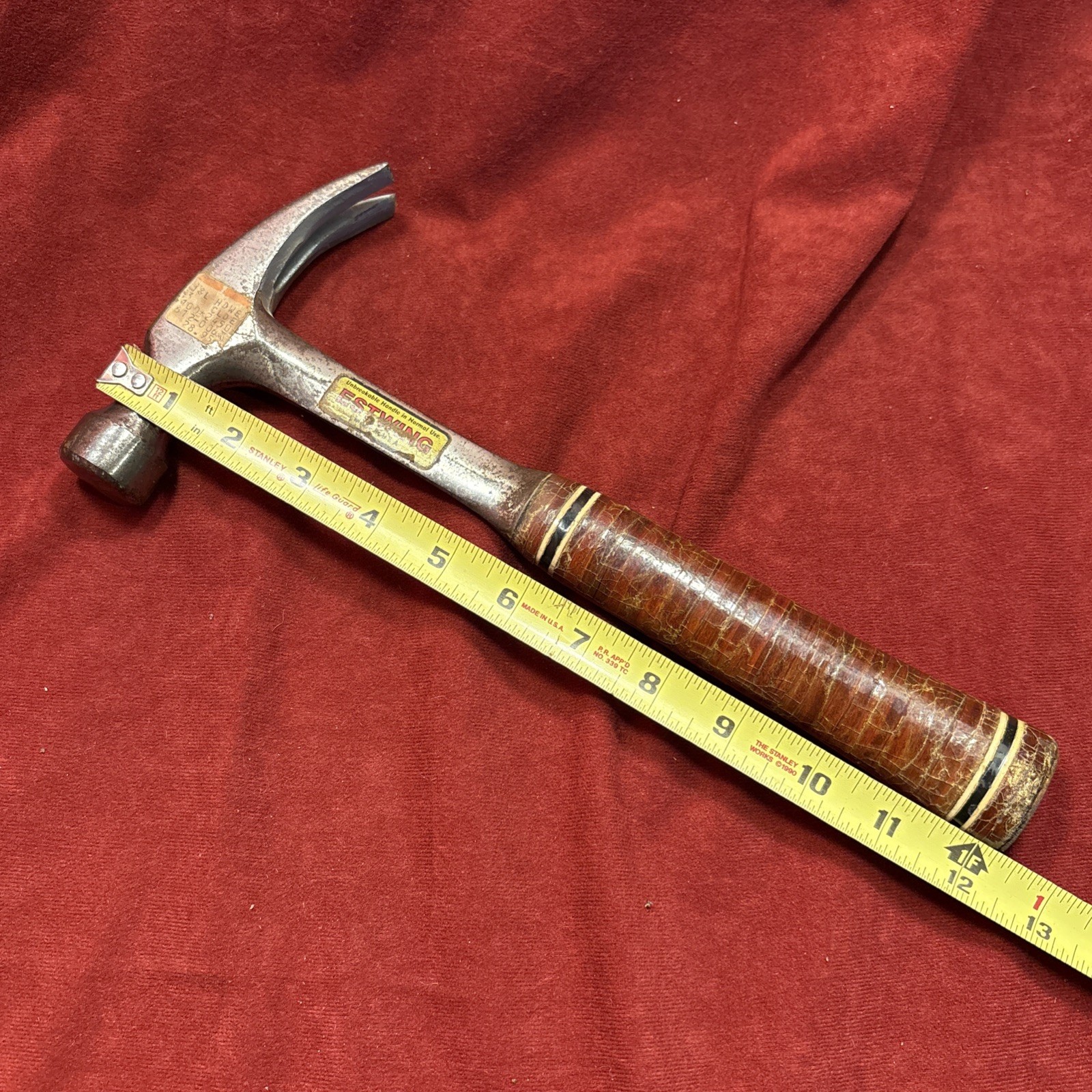 Vintage ESTWING Hammer With Stacked Leather Handle