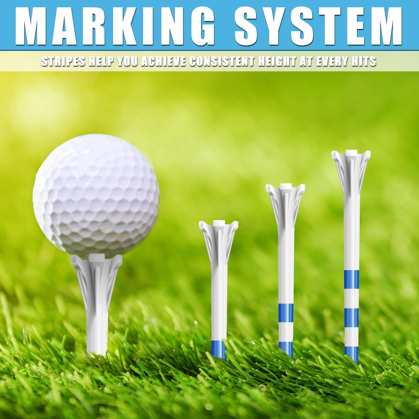 Plastic Golf Tees Assorted Sizes, Professional 170 Pack Pro, White