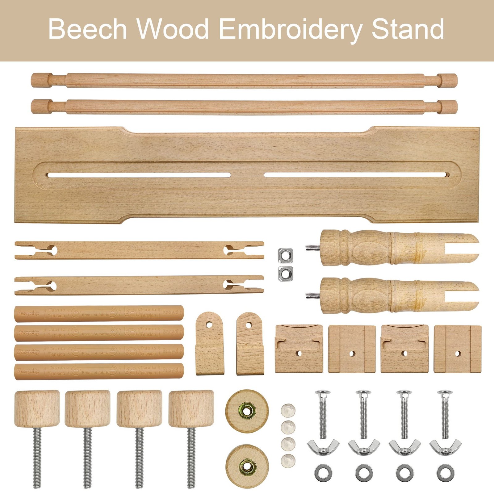 Jasvelly Embroidery Frame Stand - Adjustable Cross Stitch Scroll Frame Beech