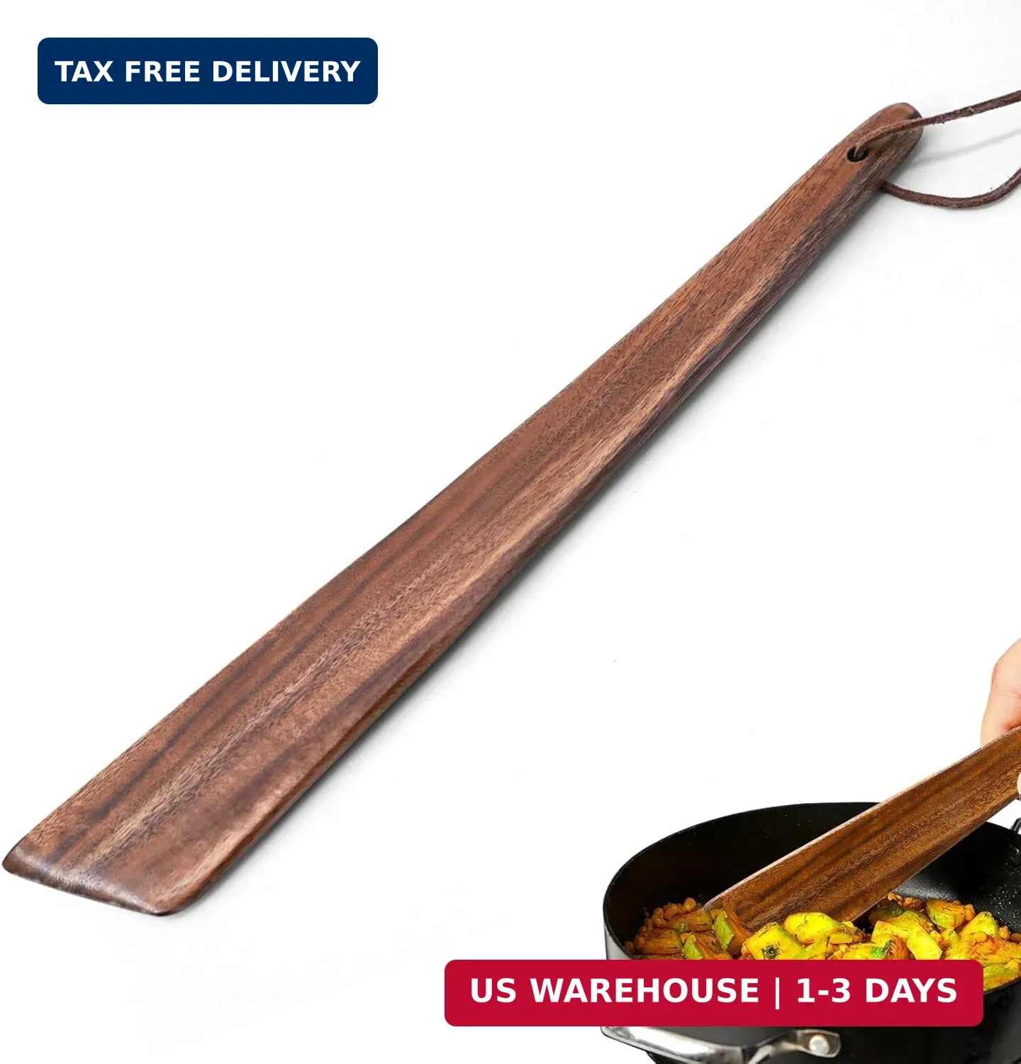 12-Inch Non-Toxic Teak Wood Cooking Spatula, Small Wooden Scraper, Flat Wooden E