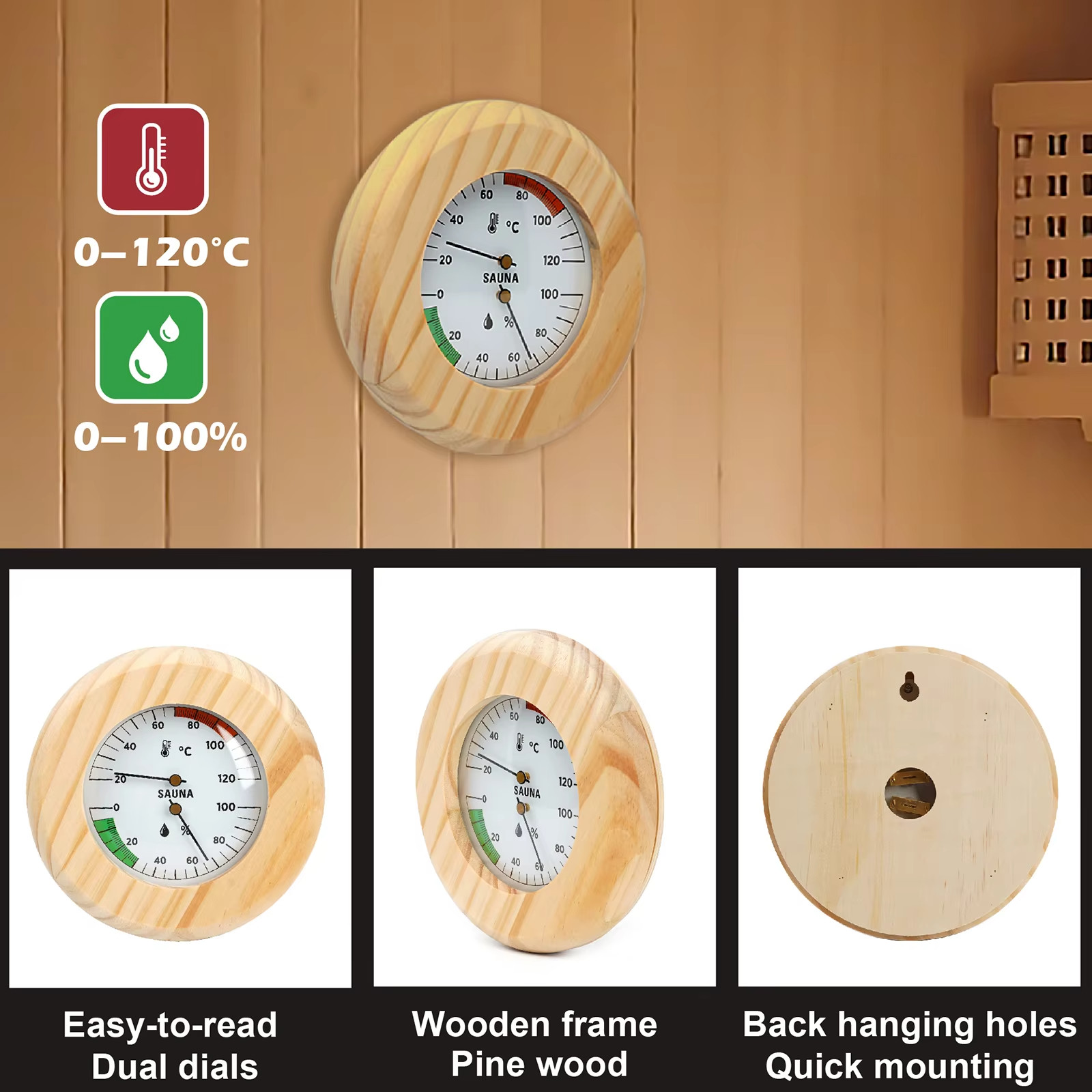 Sauna Thermometer and Hygrometer