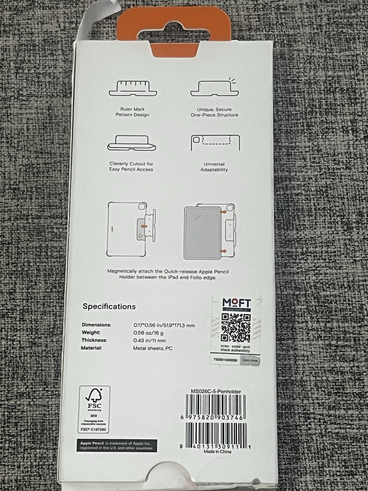 MOFT Quick-Release Apple Pencil Holder Magnetic iPad Folio Accessory Black NEW