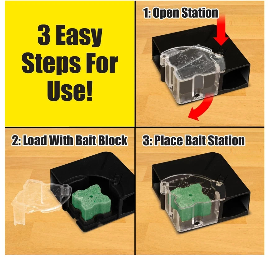 d-Con Refillable Mouse Bait Station – Includes 1 Station + 12 Bait Blocks, Kills