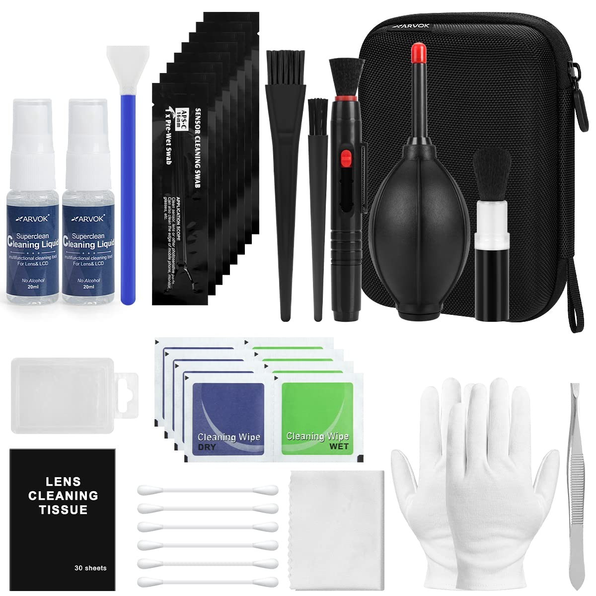 Camera Cleaning Kit 32 Pcs Air Blower Pen Brush Spray Cloth Bag for Lenses Elect
