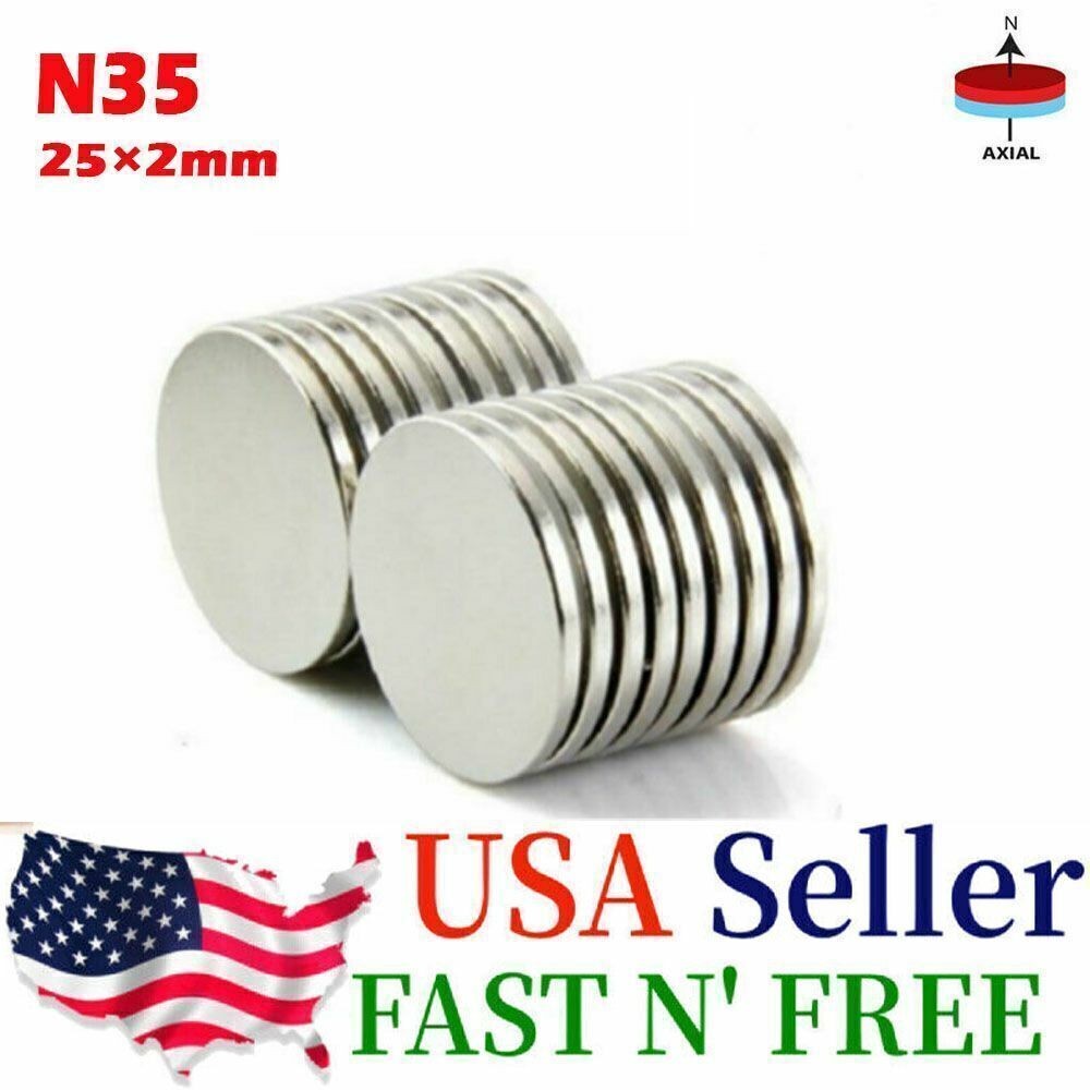 1-20pcs 25 x 2mm Magnets Super Strong Round Disc Earth N35 Neodymium Magnet