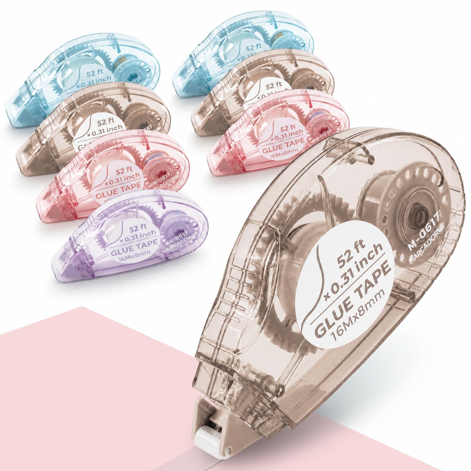 MARCADORUS Double Sided Tape Roller 8 Pack 52 Ft Each