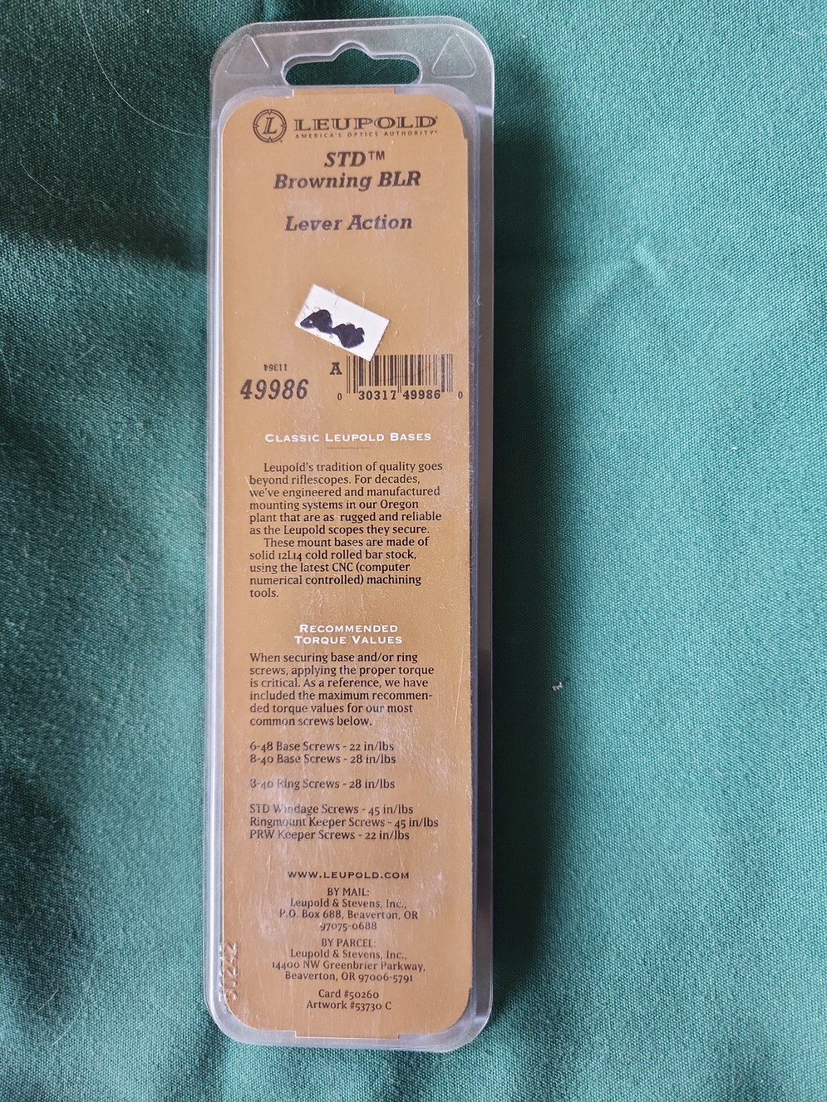 Leupold STD 49986 Browning Lever Action Rifle Scope Base