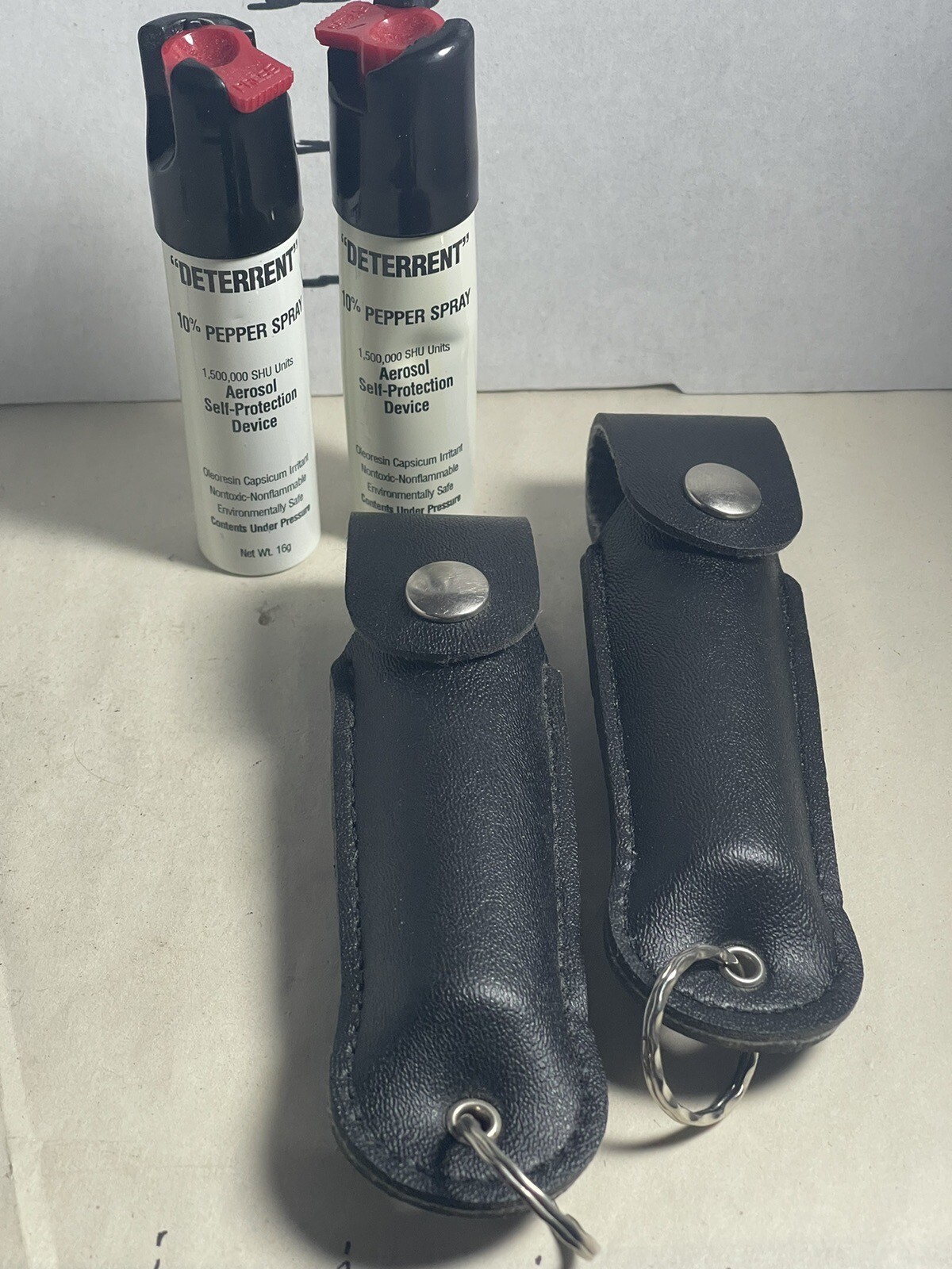 2 Pack Deterrent Pepper Spray 10% 16g Each With Carry Case Unused One Dented
