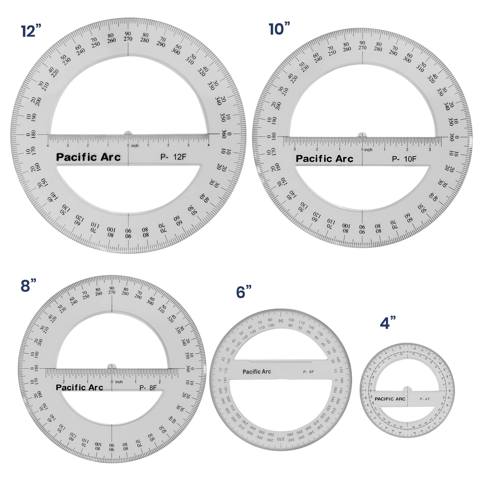 4 Inch 360° Clear Plastic Protractor for Angle Measurements