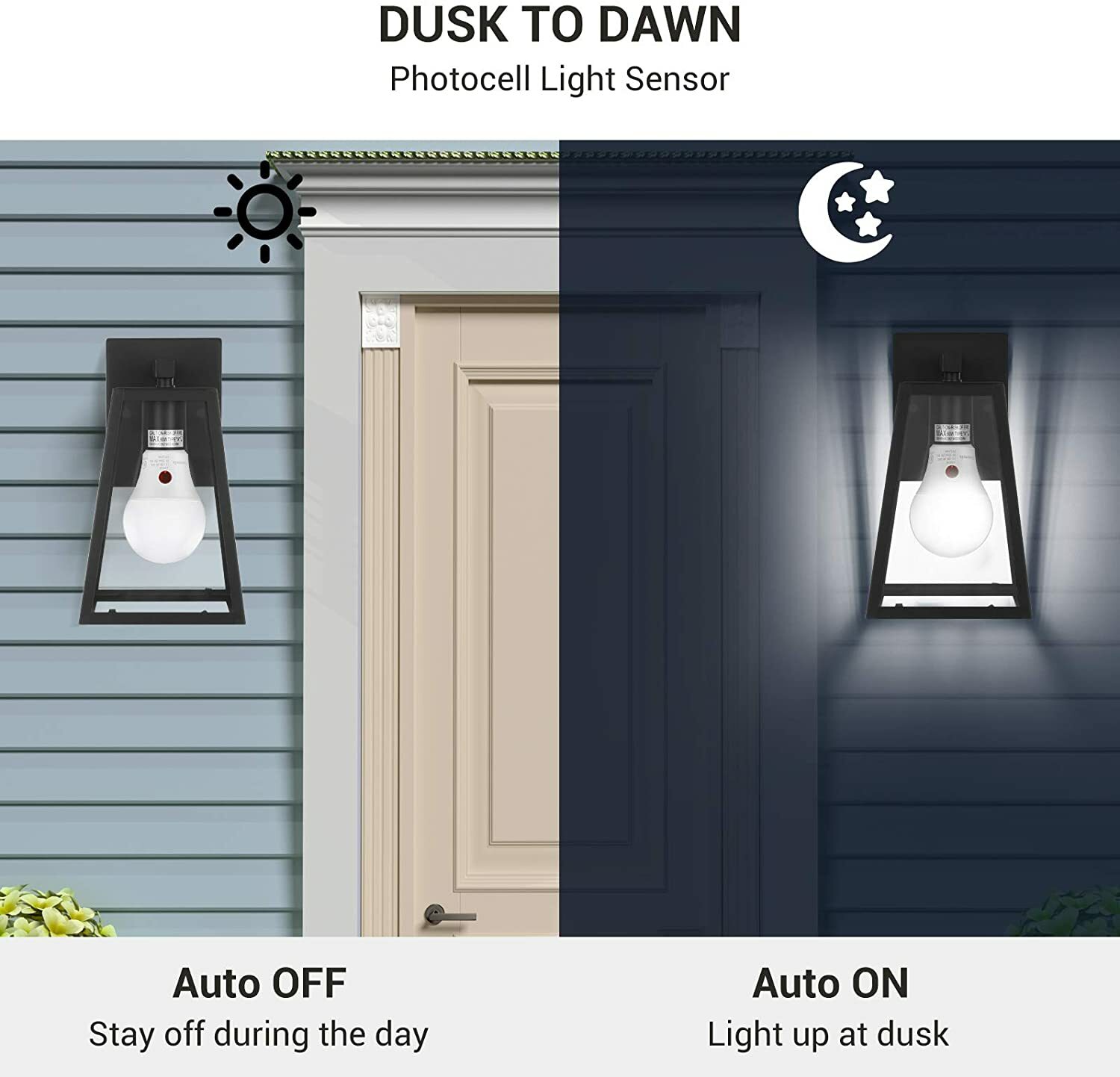DEWENWILS 4Pack Light Sensor Bulbs LED Outdoor Light Bulb Automatic On/Off 5000K