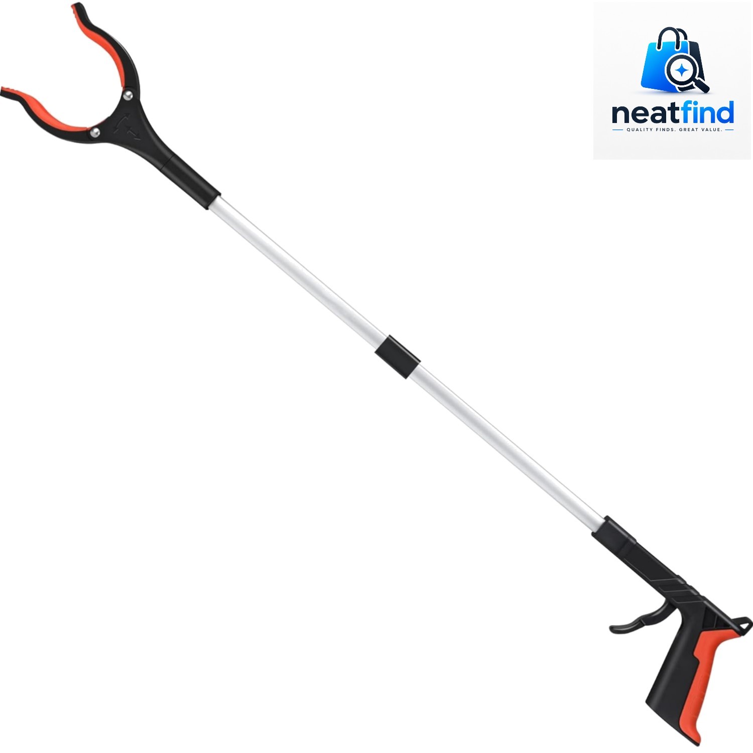 Grabber Reacher Tool, Orange, 32", Foldable | 360° Rotating Head, Wide Jaw, L...