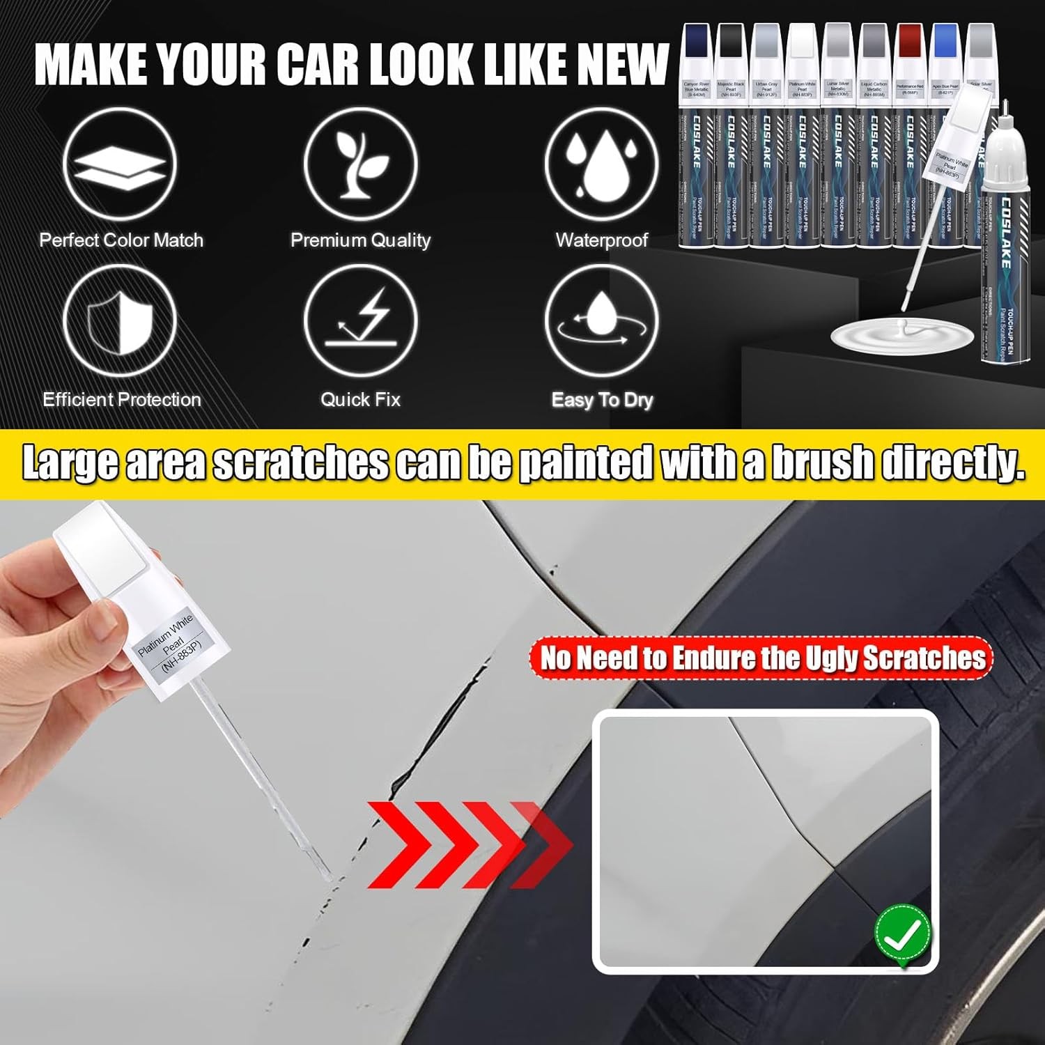 Car Touch Up Paint(Majestic Black Pearl(NH-893P)) for Acura, Car Paint Scratch R