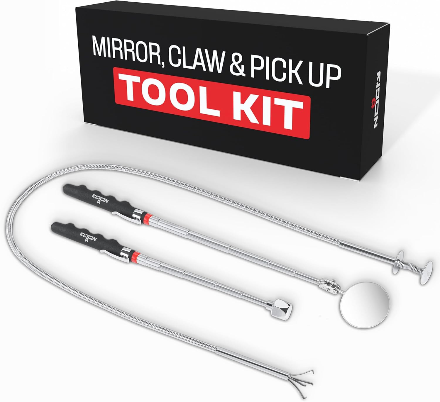 Premium Telescoping Magnetic Pickup Tool Set — Includes a 36In Flexible Claw Gra