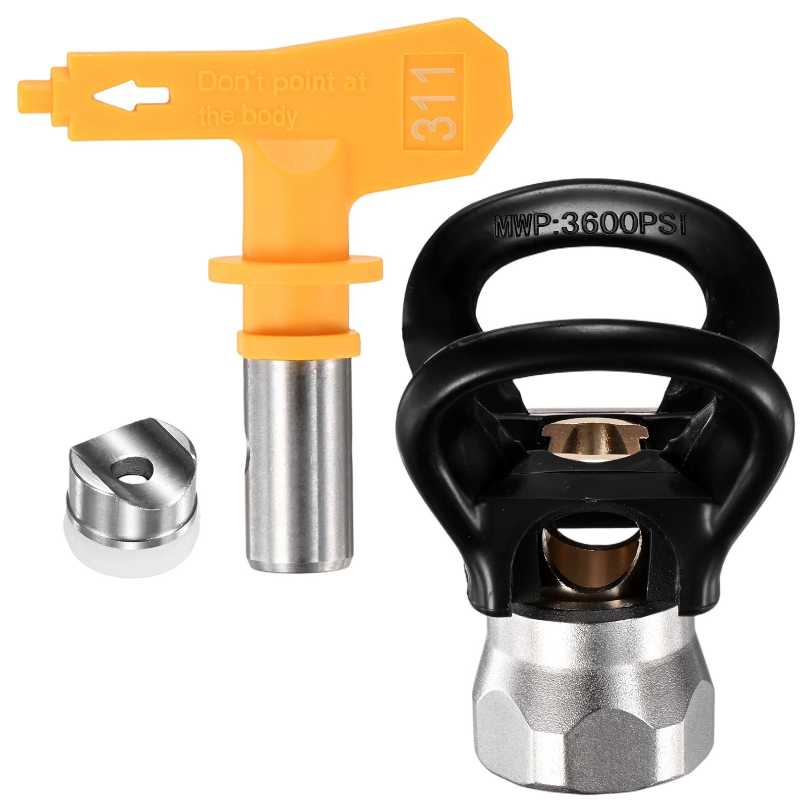 1-Set Nozzles Tips and Flat Tip Guard Base with 1 Pad [Yellow, 311]
