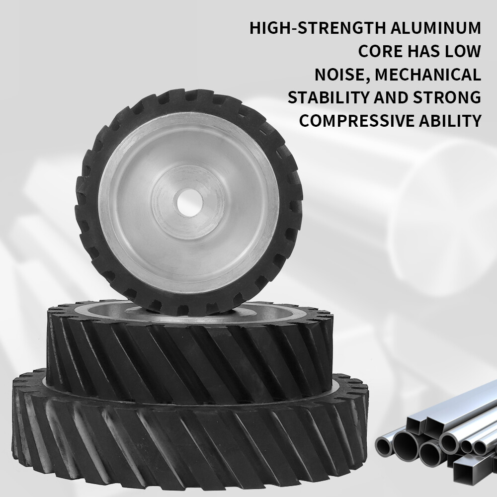 6-10"Serrated Polyurethane Rubber Contact Wheel For Belt Grinder Dynamic Balance
