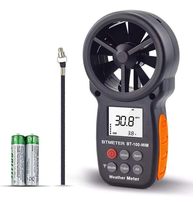 Digital Anemometer BT-100WM: Wind, Temp, Humidity, Altitude, Pressure Tester