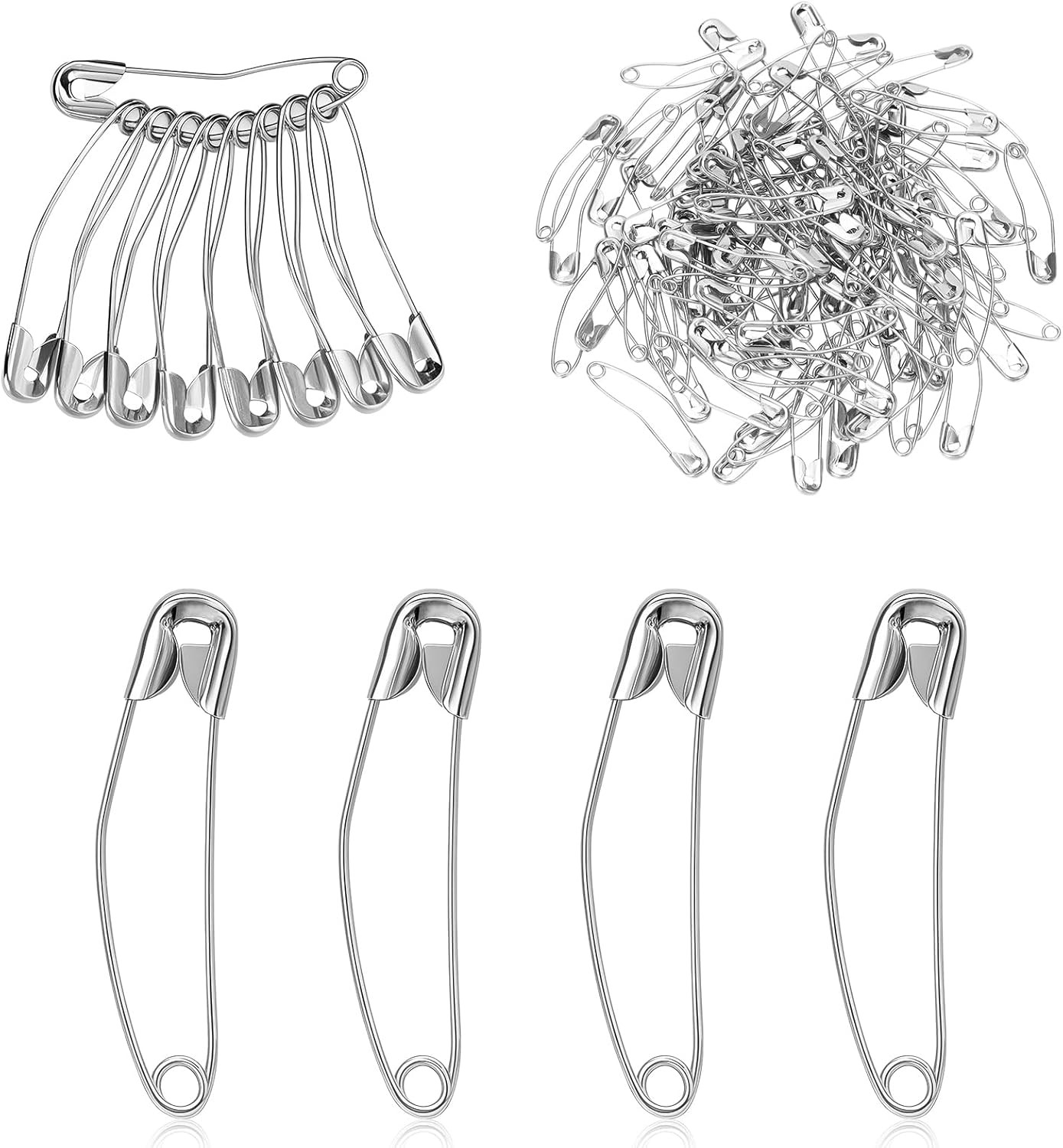 100 Pcs 1.5 Inch Curved Safety Pins,Quilting Basting Pin,Bent Sewing Safety Pins