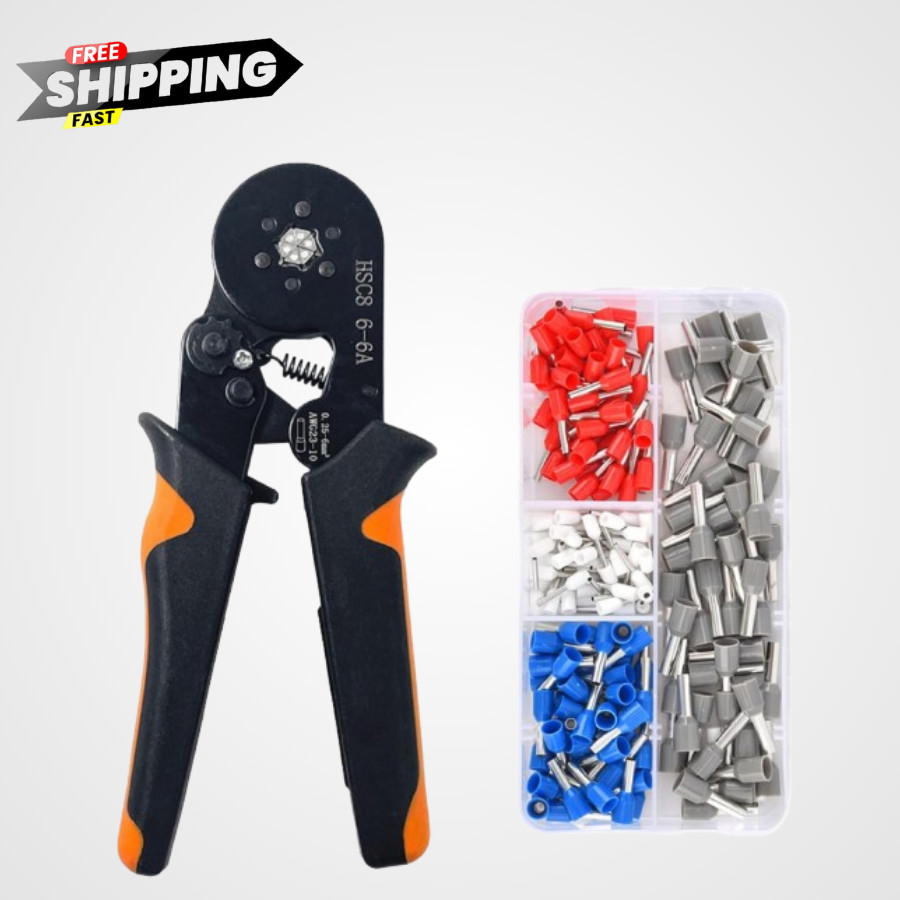 201PCS Ferrule Crimping Tool Kit, AWG23-10 Self-adjustable Ratchet Wire Crimping