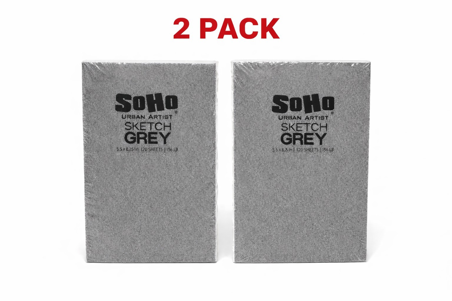 2 PACK  SoHo Urban Artist Sketch Pads  Grey   5.6"x8.26"   120 sheets each