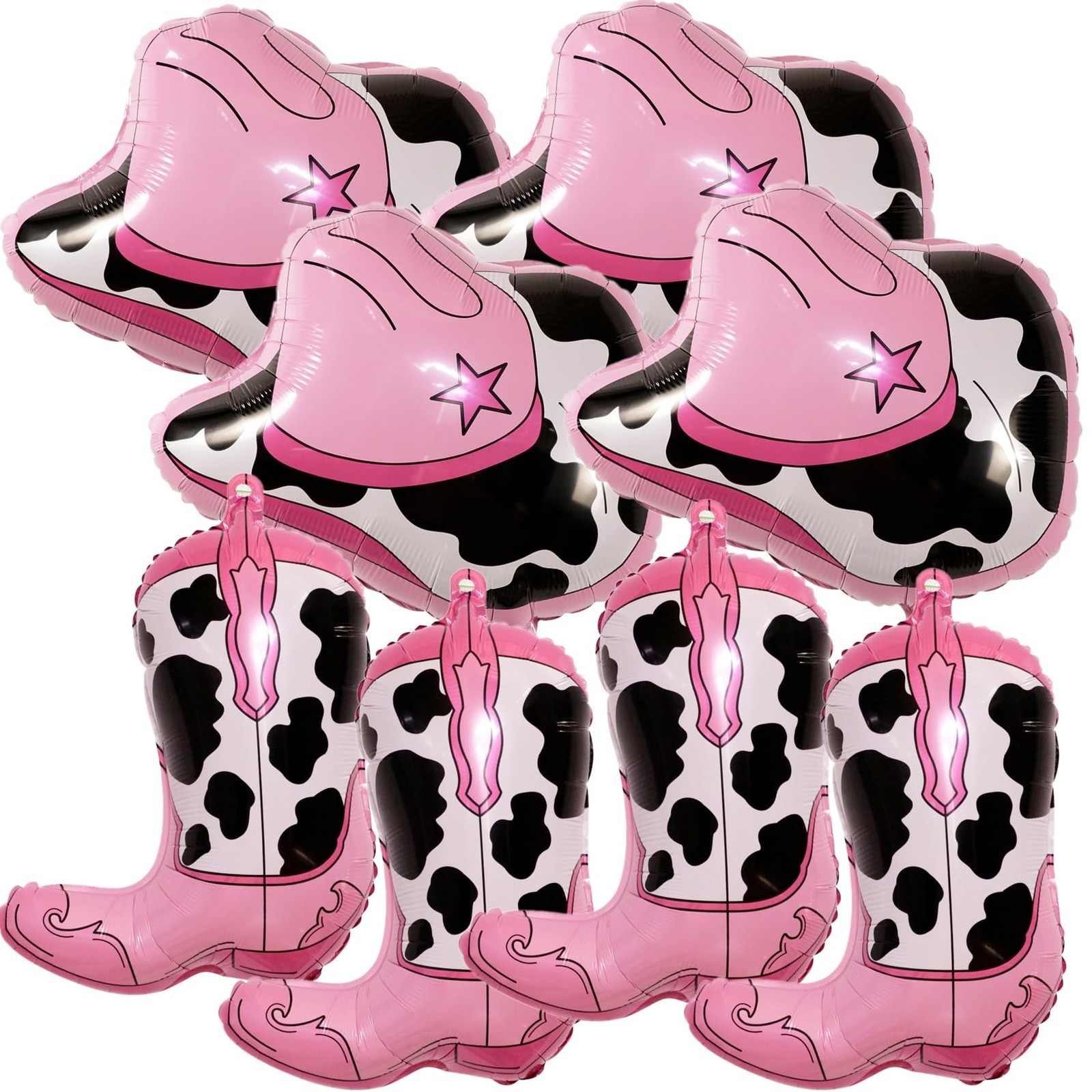 Western-Balloons Cowboy-Balloon 8PCS Large Cowboy Cowgirl Hat Boot Foil Ballo...