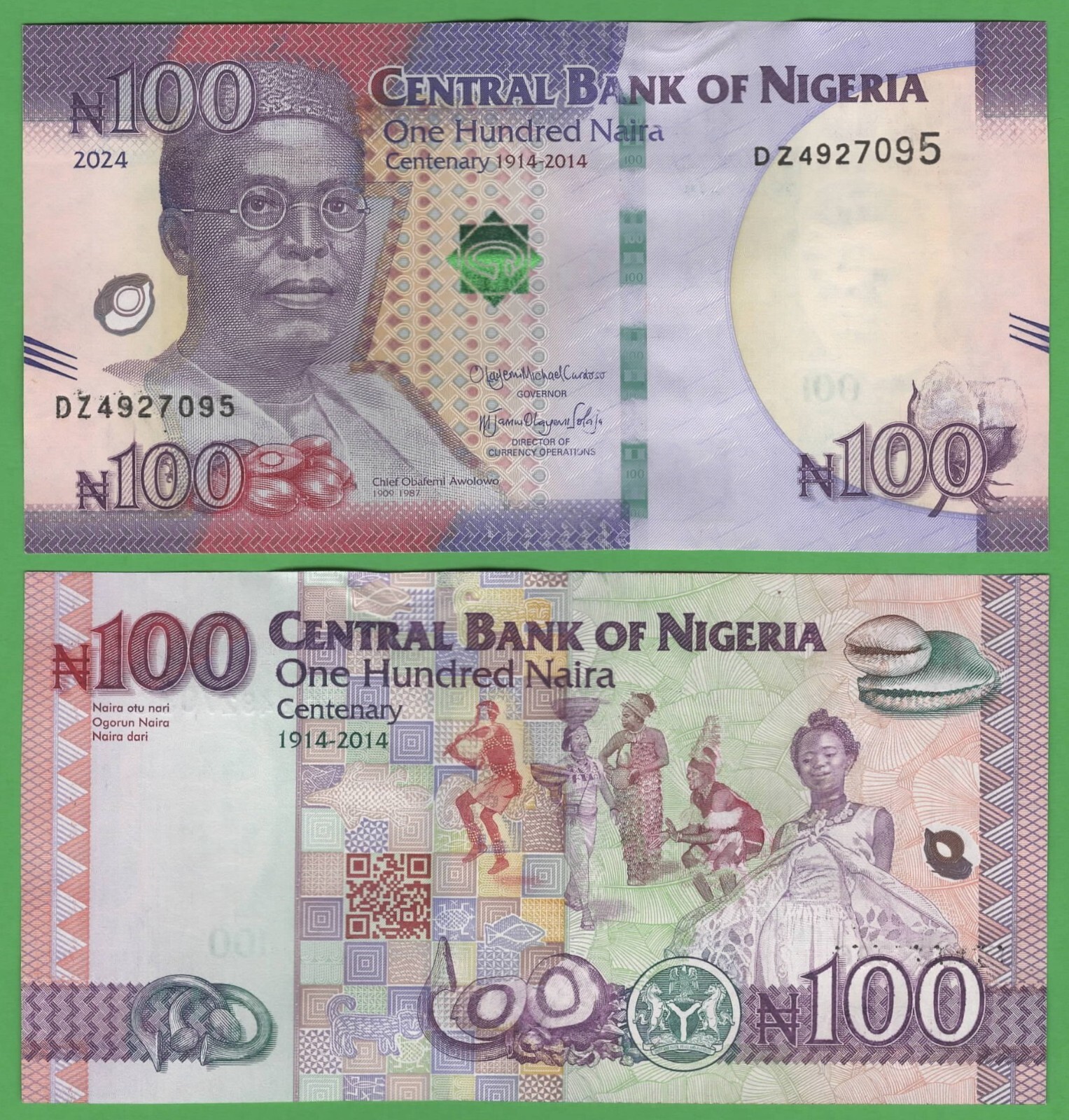 Nigeria 100 Naira UNC 2024 P-41 Centenary Commemorative Chief Obafemi Awolowo