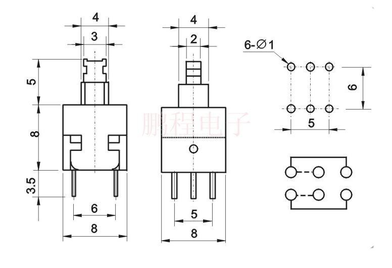 10 Pcs Blue Cap Self-locking Type Square Button Switch Control 8X8mm