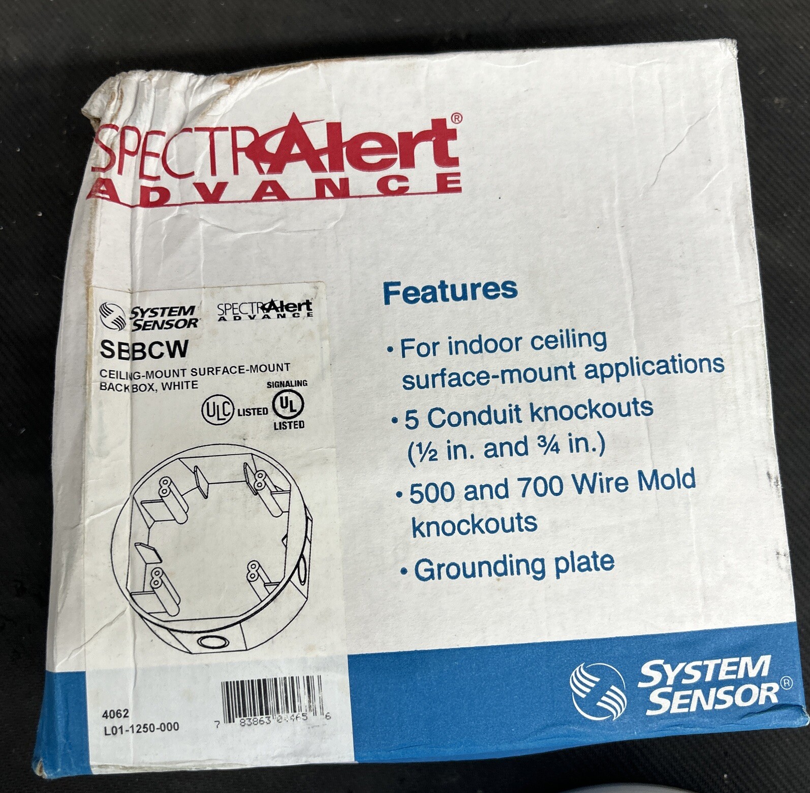 System Sensor Spectra Alert Ceiling-Mount Surface-Mount Back Box, WHITE