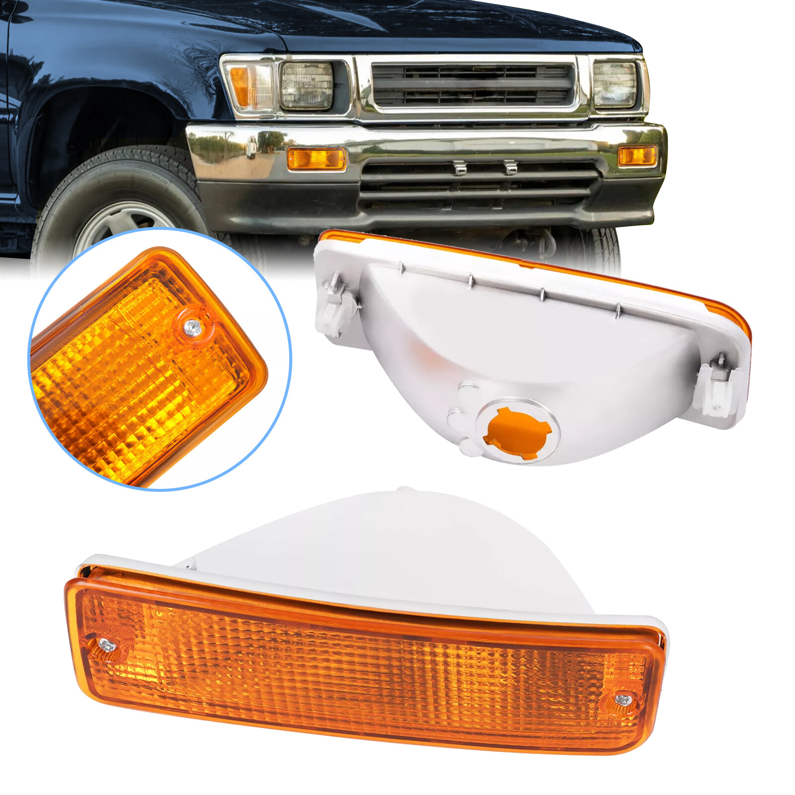 Amber Bumper Turn Signal Lights For Toyota 4Runner 90-91 Pick-Up Truck 89-95 2WD