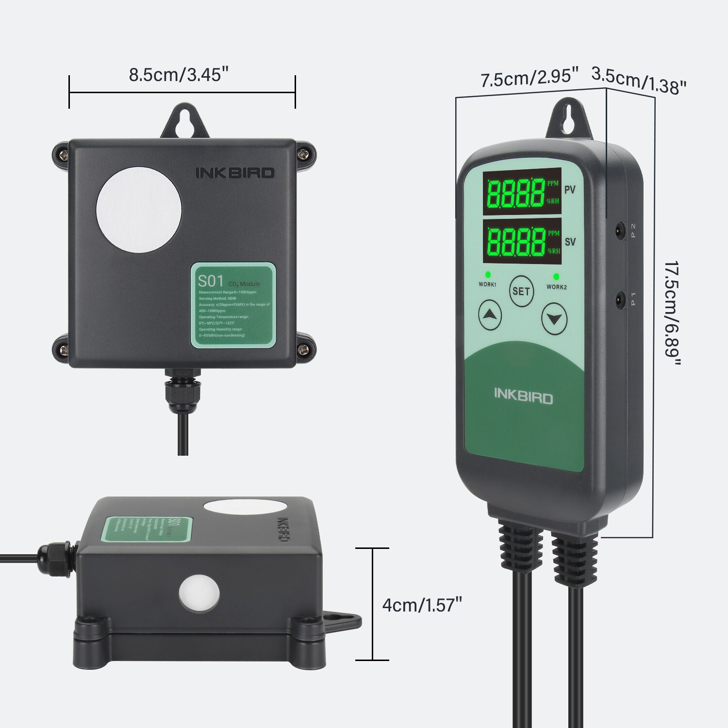 Inkbird Program CO2 Controller Regulator ICC500T Sensor Probe Greenhouse Plant