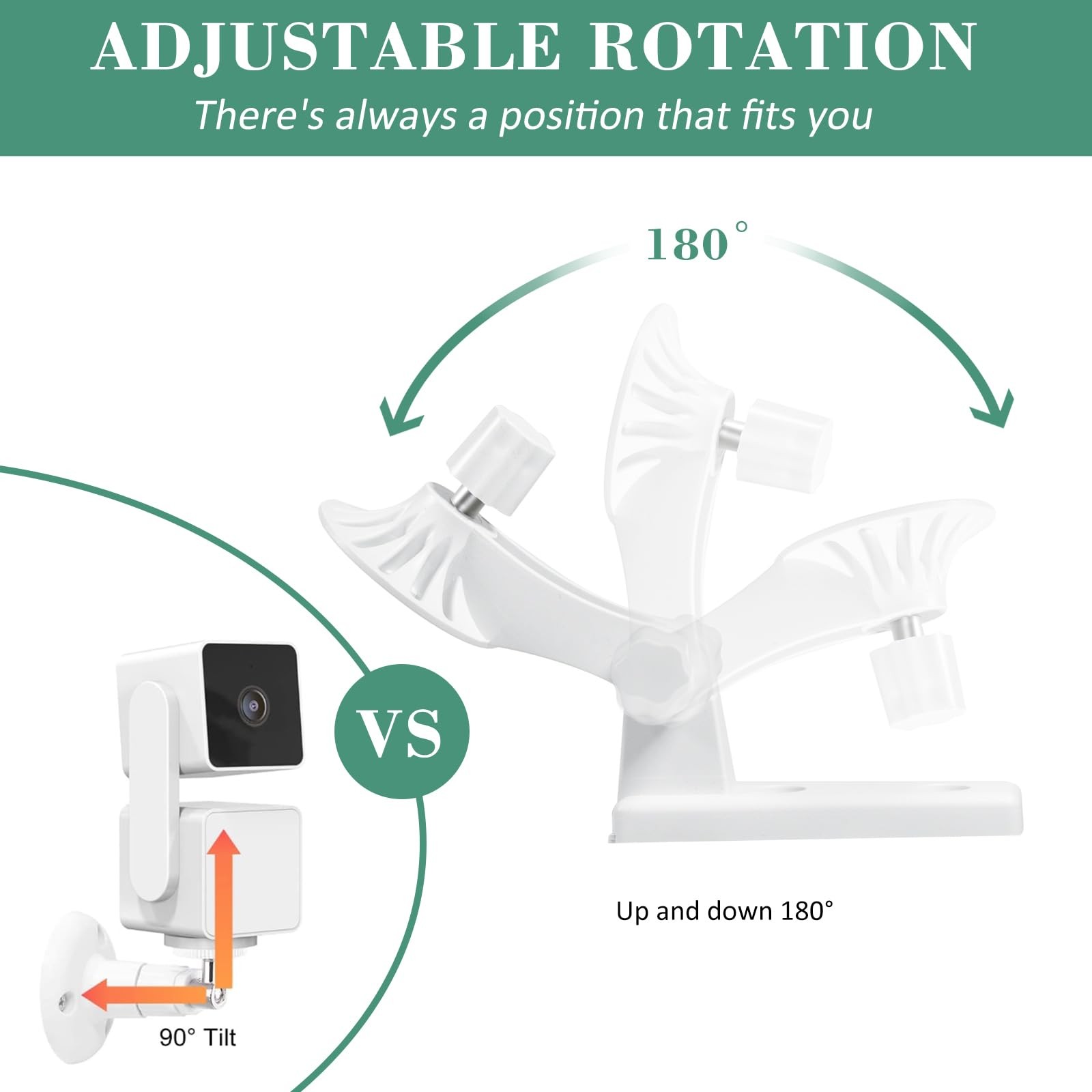 VIIVRIA 2-Pack Wall Mount, Specially Designed for Wyze Cam Pan V3, 180° white