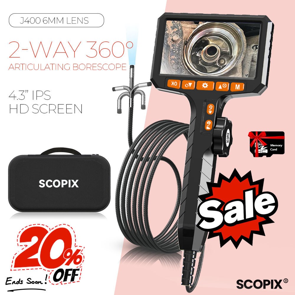 99NEW! Industrial Inspection Articulating Borescope Endoscope Camera 6 LED Light