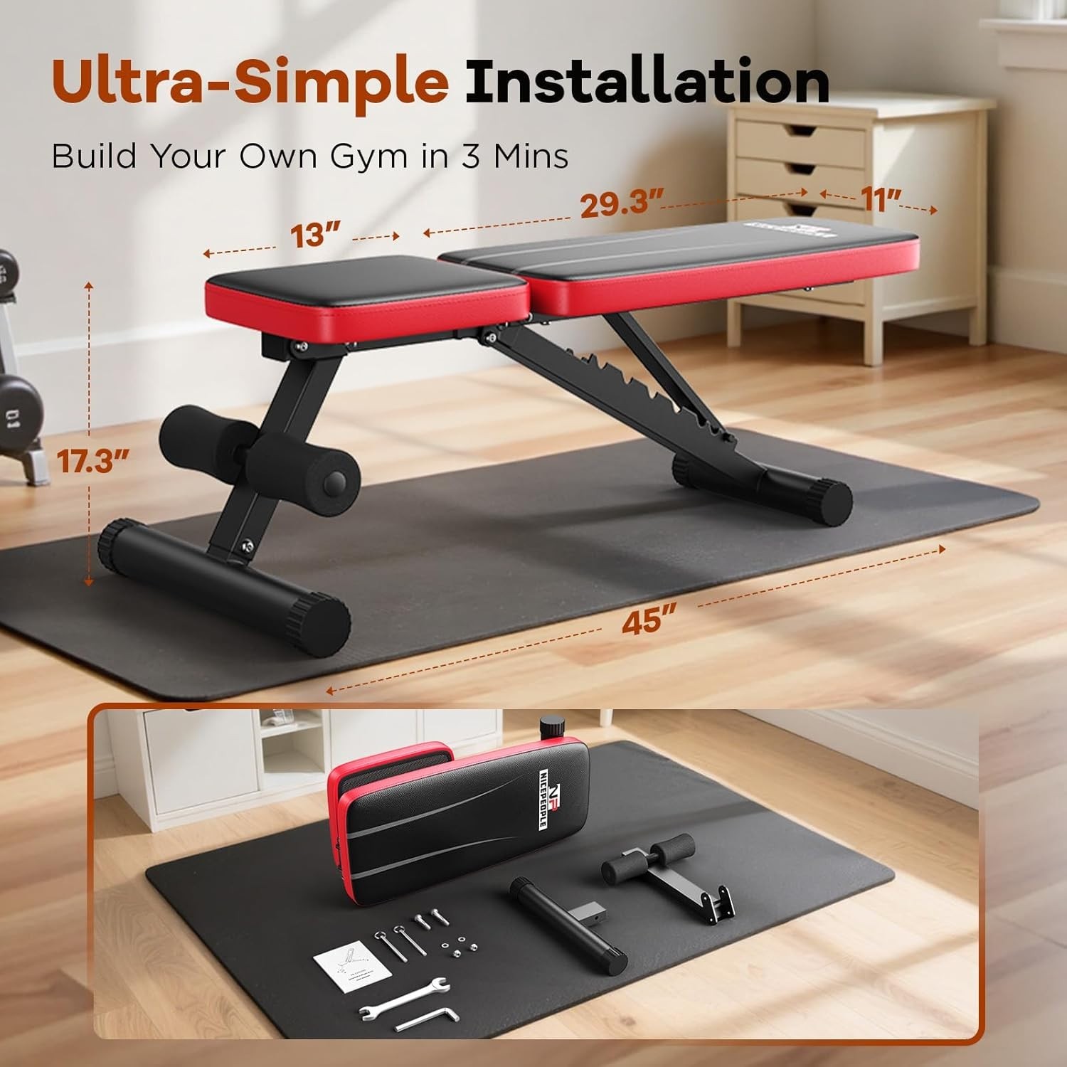 Adjustable Weight Bench for Home Gym, 660LBS Capacity Workout Bench with 8 Backr