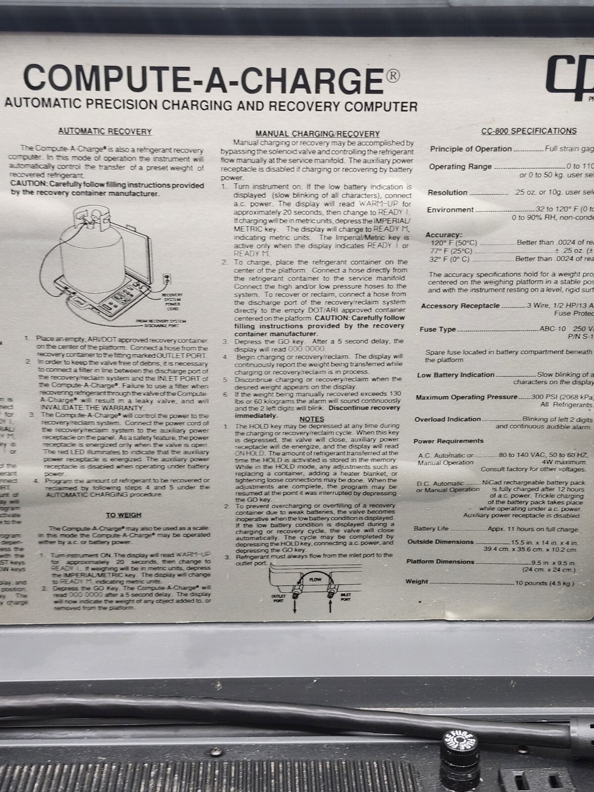 CPS CC-800 Compute-A-Charge Automatic Precision Charging & Recovery Computer!