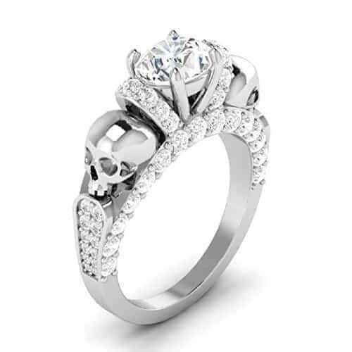 Lab-Created 2.10 Ct Round Cut Diamond Engagement Ring 14K White Gold Plated