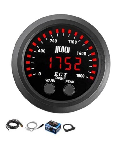 1800°F Pyrometer Exhaust Gas Temp Gauge Kit with 1/8NPT Type K EGT Sensor &