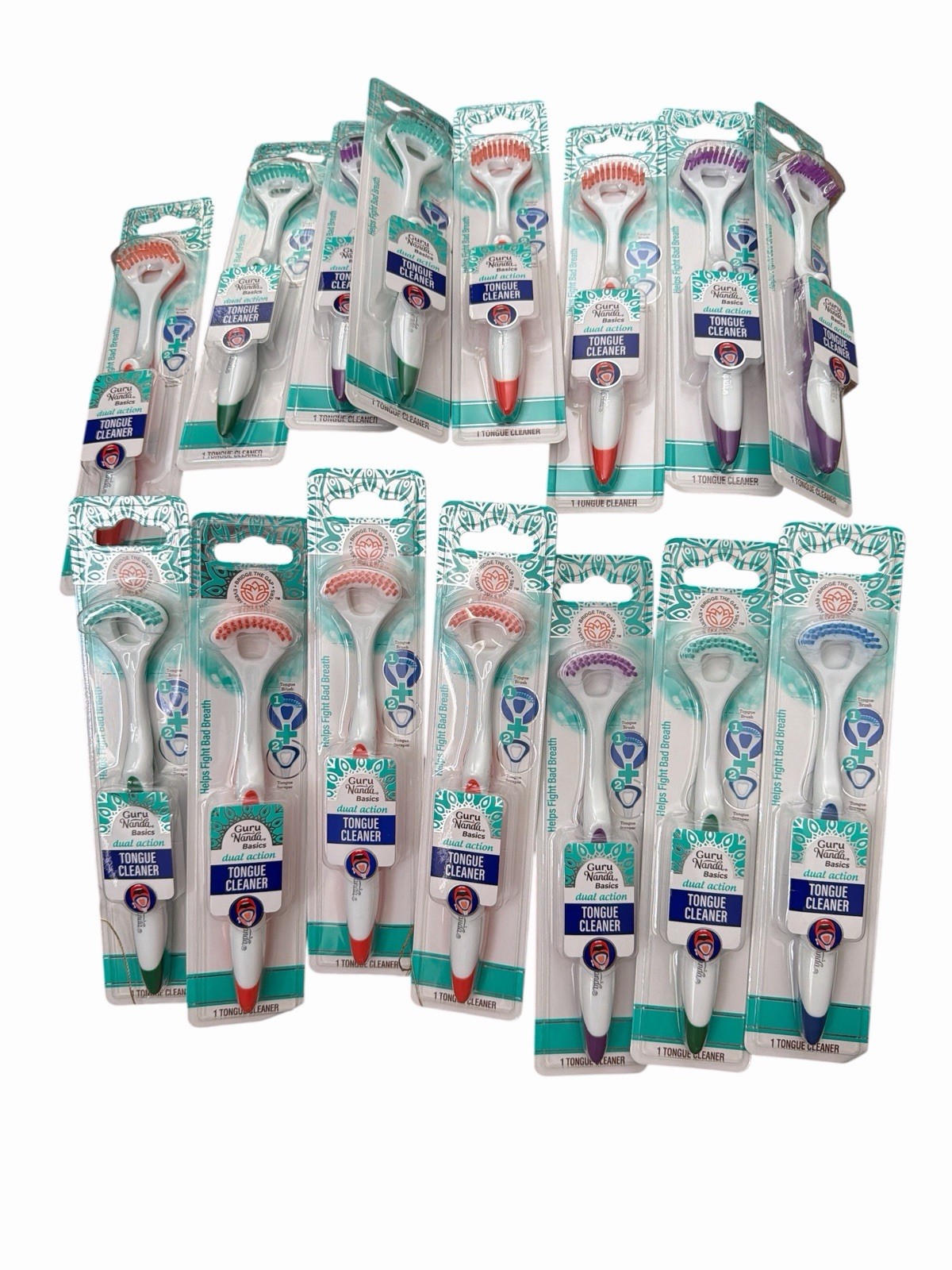 GuruNanda Dual Action Tongue Cleaner 10 Pack Oral Care Helps Fight Bad Breath