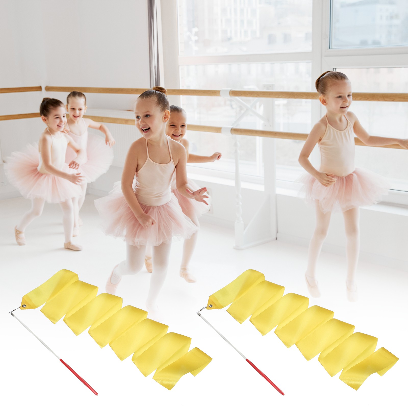 2 ribbons for 200cm with chopsticks, yellow