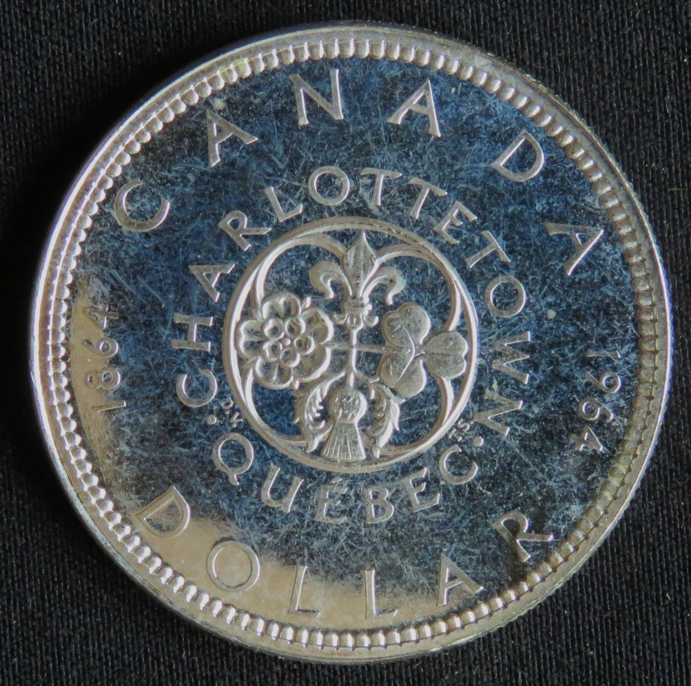 1964 Canada One Dollar Charlottetown, Quebec - Silver (E4-3)