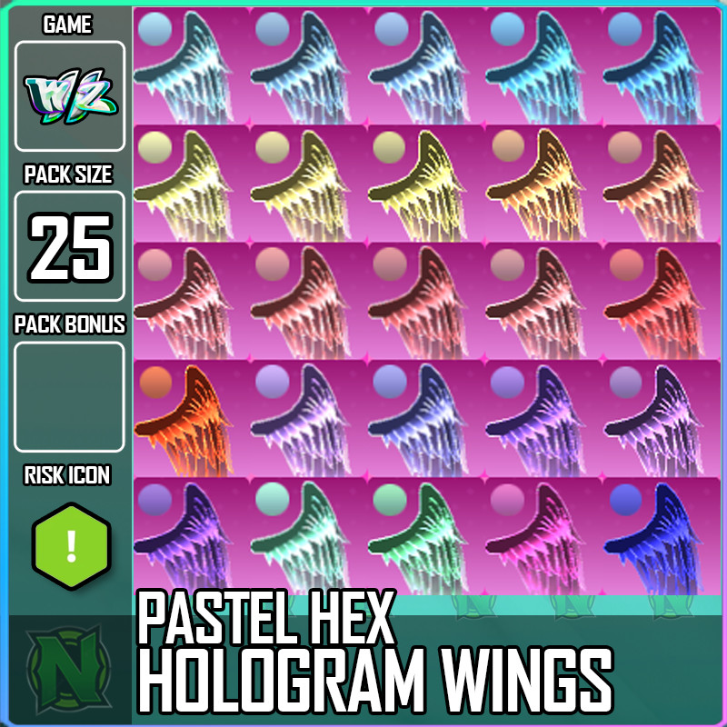 World Zero WZ - 25 PACK - PASTEL HEX - HOLOGRAM WINGS