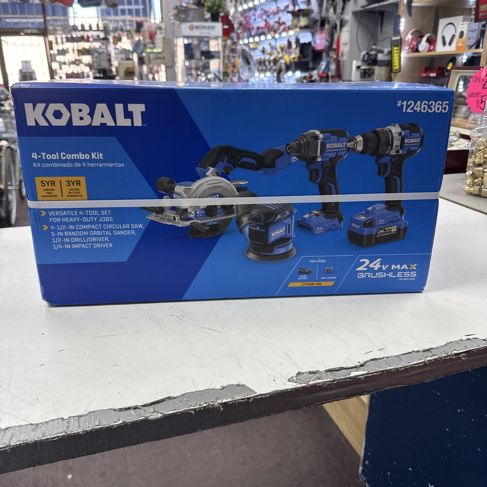 = Kobalt 4 Tool Combo Kit 4-1/2" Compact Circular Saw Sander Drill Driver Impact