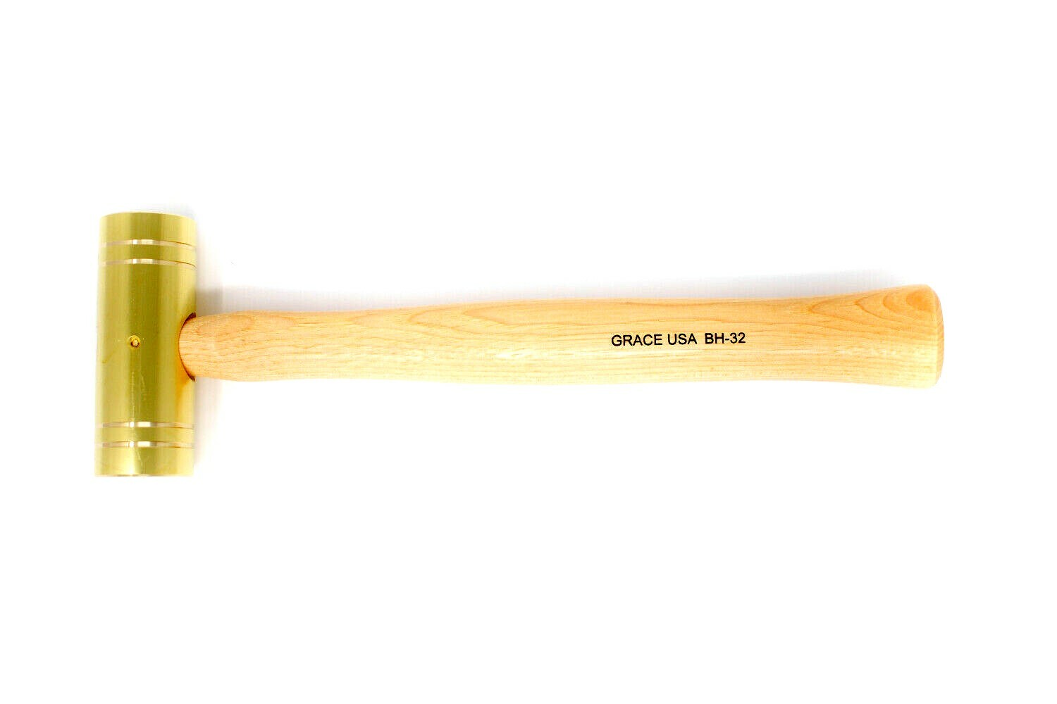 Grace USA BH-32 Brass Hammer 32 ozs Wooden Hickory Handle Made In America