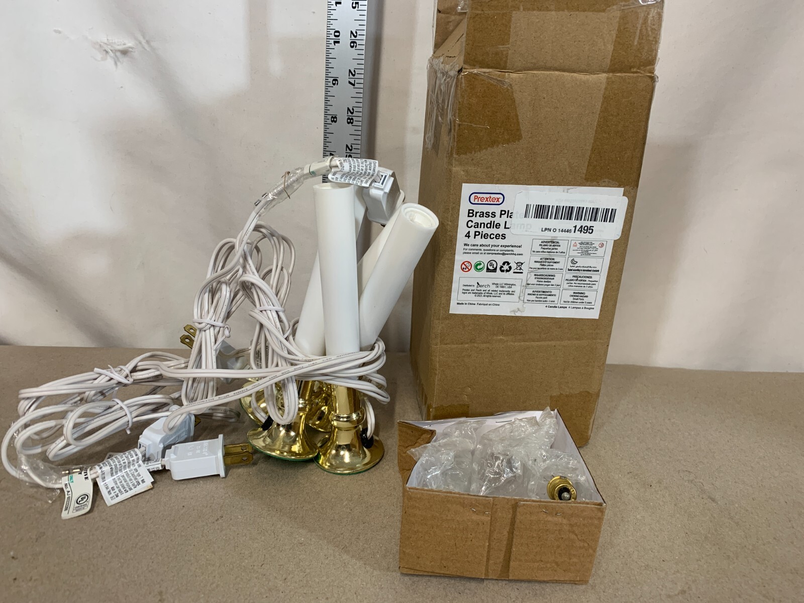 Prextex Brass Plated 7 Inch Wedding Christmas Candle Lamps 4 Total with Bulbs!